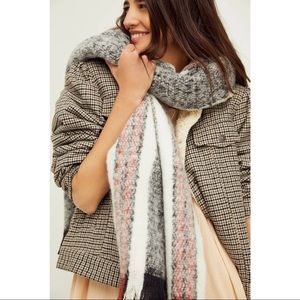 Free People Brushed Racer Stripe Blanket Scarf OS